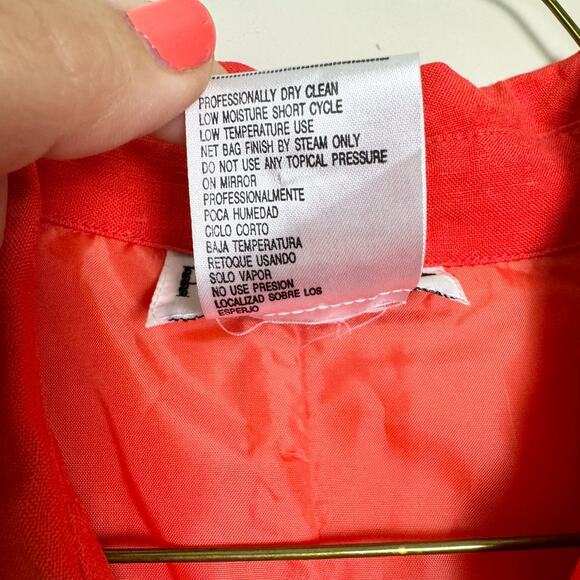 Plaza South Linen Blend Red button front midi dress embroidered mirror accent 10 - Picture 3 of 9